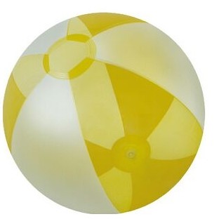 Inflatable Opaque White/Translucent Yellow Beach Ball (16")