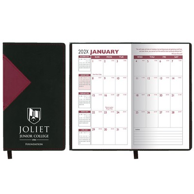 Keystone Series Soft Cover 2 Tone Vinyl Monthly Planner / 1 Color