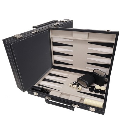 Black Leatherette Backgammon - 18"