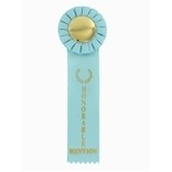 Honorable Mention Light Blue Rosette Ribbon w/2" Space for Mylar Insert