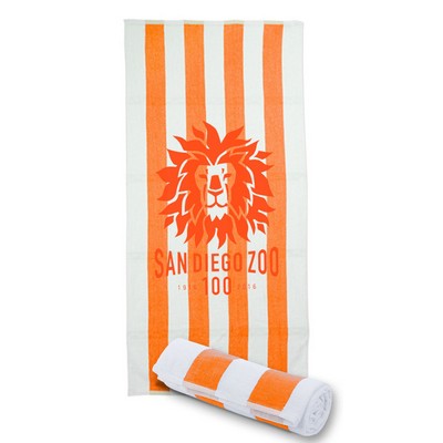 Orange/ White Cabana Striped Beach Towel (30"x60")