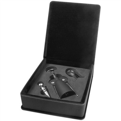 Three Piece Wine Tool Gift Set - Black