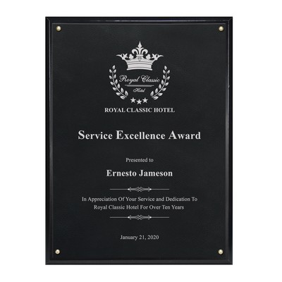 Classic Leatherette on Black Plaque - Black/Silver