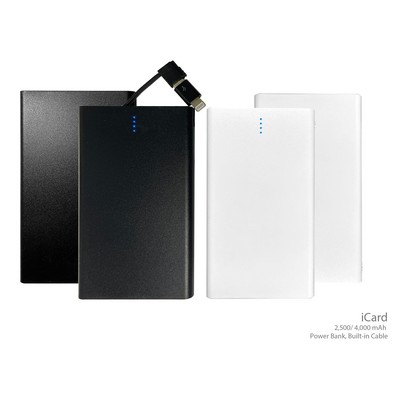 iCard Credit Card Style Power Bank 4000 mAh, White