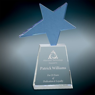 Blue Crystal Star On Clear Base