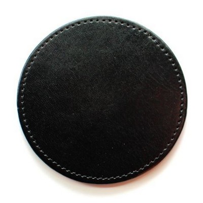 Ashlin® Designer Stratford Midnight Black Vegan Leather Executive Round Coaster