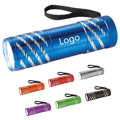 9 Led Super Bright Mini Aluminum Flashlight With Lanyard