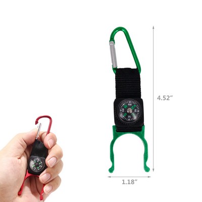 Carabiner Strap Bottle Holder w/Compass Key Chain