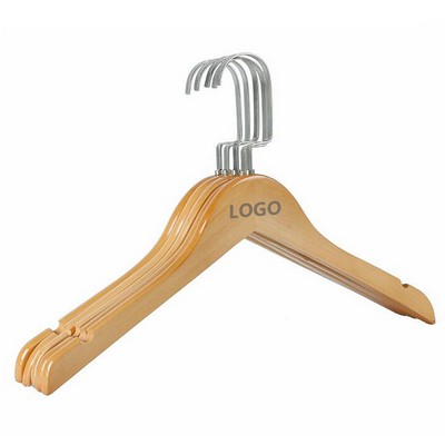 Wooden Clothes Hanger With Metal Rotatable Hook