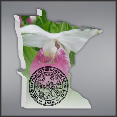 4.70" Minnesota Shape Paperweight in White