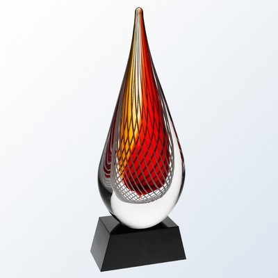 Red Swirl Art Glass Award, 13"H