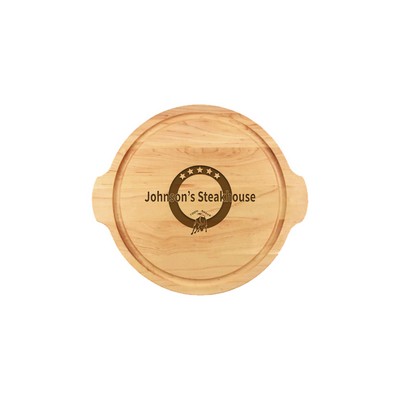 12" Maple Round Cutting Board w/ Juice Groove & Handles