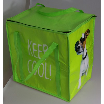 Non-Woven Insulated Cooler Tote w/Top Zipper Closed