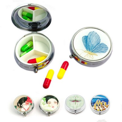 Portable Pill Case With Mirror/ Pill Box