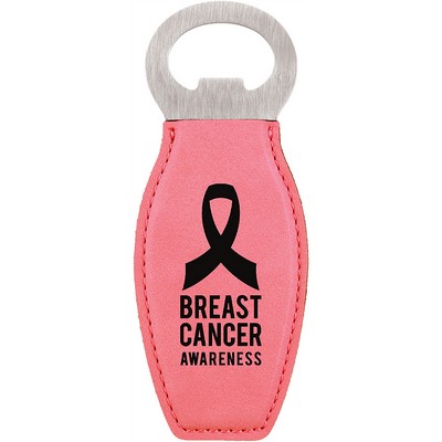 Pink Leatherette Bottle Opener with Magnet, Laserable