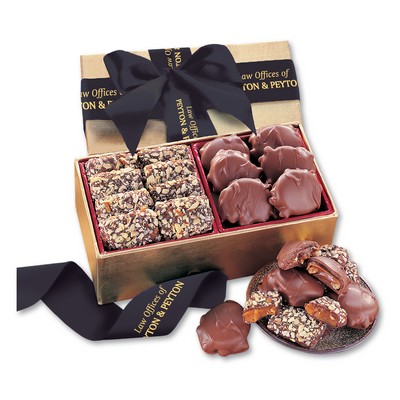 Gold Gift Box w/Toffee & Pecan Clusters