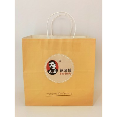 White Kraft Paper Bulk Gift Bags with Handles