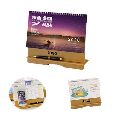 Wooden DIY Desktop Calendar With Phone Holder