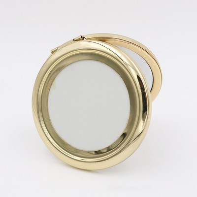 Round-Shaped Foldable Cosmetic Mirror w/Metal Back