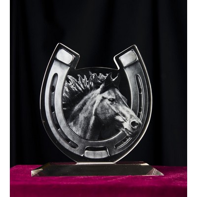 Crystal Waterjet-cut Silhouette Horseshoe Award 6.5"H