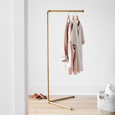 51" Gold Industrial Clothing Stand