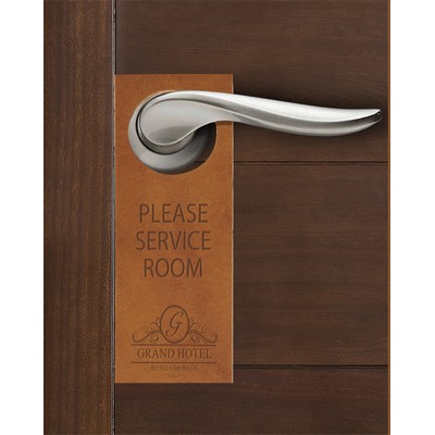 Full-Grain Leather Hotel Door Hanger w/Square Top- Do Not Disturb