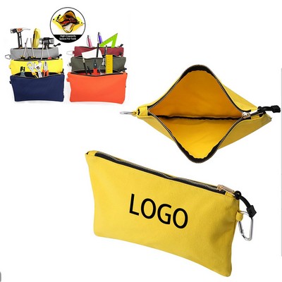 Canvas Tool Bag with Zipper and Carabiner