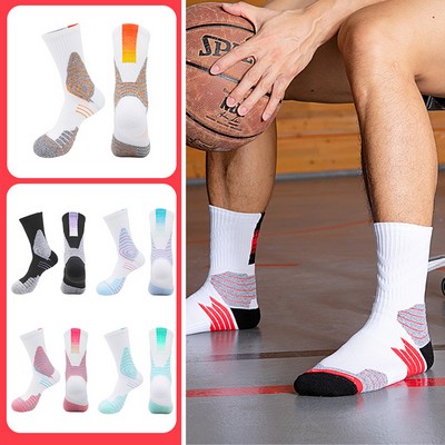 Basketball Socks Mid-calf Length Stretch Cushioned Crew Socks