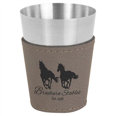 2 oz. Gray Leatherette & Stainless Steel Shot Glass