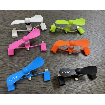 3 In 1 Mini USB Fan for Cellphone