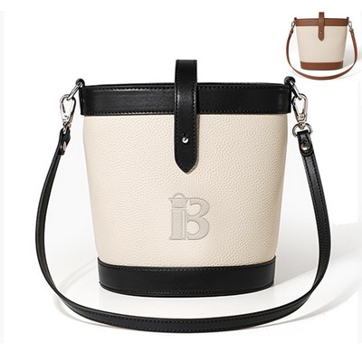 Genuine leather Bucket Crossbody Shoulder Bag for Women