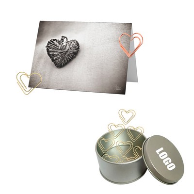 Heart Shaped Paper Clips in Tin Box