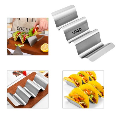 Stylish Stainless Steel Taco Holder Set - 4 Pack, Rack & Tray Design