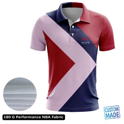 Full Sublimation Performance Short Sleeve Polo - 180G Performance NBA Fabric - Men's, Women's, Kids'