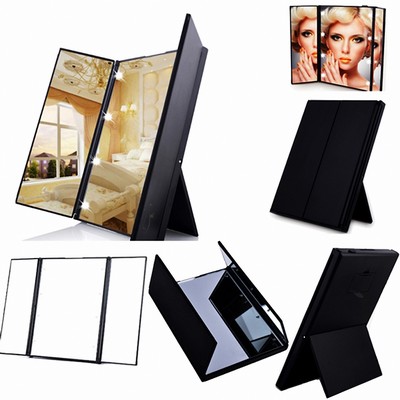 LED Lighted Trifold Compact Makeup Mirror