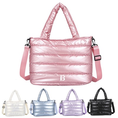 Nylon Puffer Tote Cross-body Bag