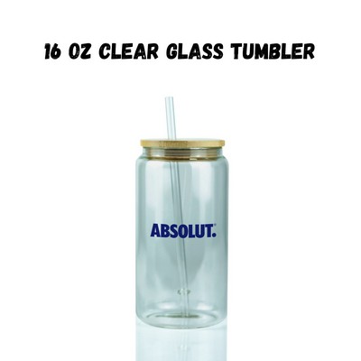 16 oz Clear Glass Tumbler