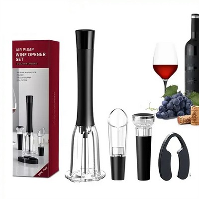 Wine Air Pressure Pump Bottle Opener Set With Foil Cutter