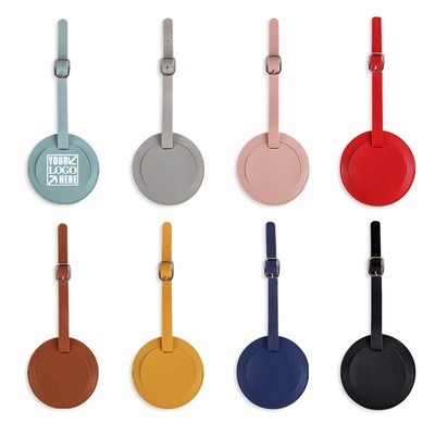 Round Luggage Tag PU Leather for Suitcase Baggage Tag