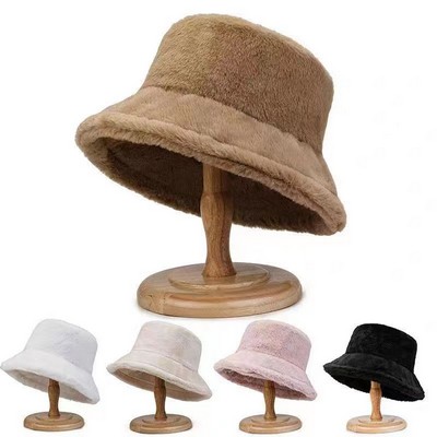 Faux Fur Bucket Hat Winter Warmer Fisherman Cap