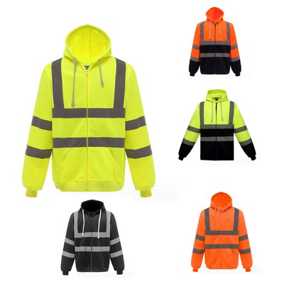 280g Polyester Single-Sided Fleece Reflective Hoodie