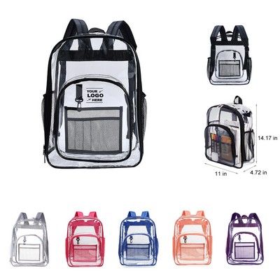 Heavy Duty Clear PVC Backpack With Side Pocket