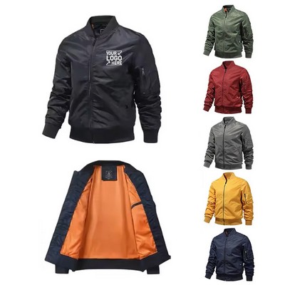 Custom Men's Windproof Flight Bomber Jacket Waterproof Military Jacket