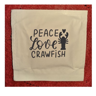 Stock "Peace, Love, Crawfish" Moist Towelettes (Pack of 50)