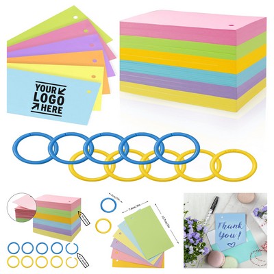 3 x 5 Inch 100 Pieces Blank Index Cards with Rings