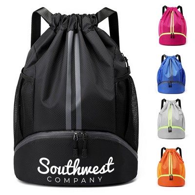 Drawstring Backpack with Shoe Compartment