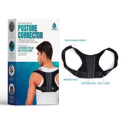 Pursonic Adjustable Posture Corrector With Back Support Bar & Breathable Upper Back Brace