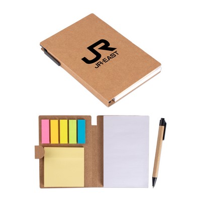 Kraft Notebook with Sticky Notes and Pen