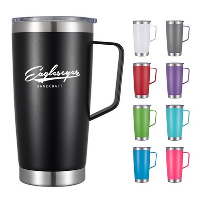 20oz Stainless Steel Insulated Coffee Mug with Leak-Proof Lid and Handle