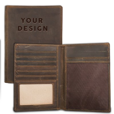 Crazy Horse Leather Passport Wallet